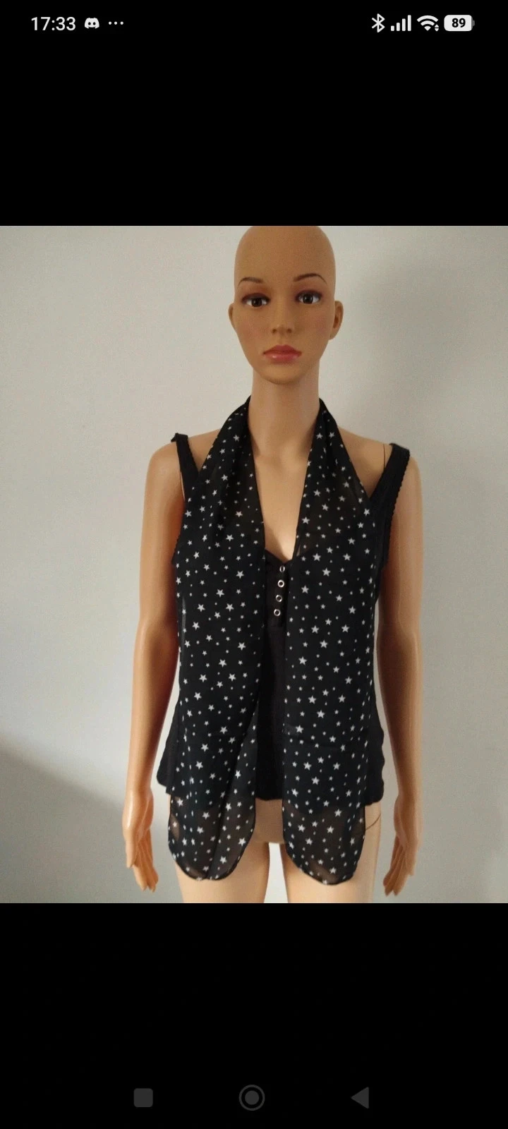 Écharpe foulard femme noir transparent à étoiles blanches 150 × 15 cm